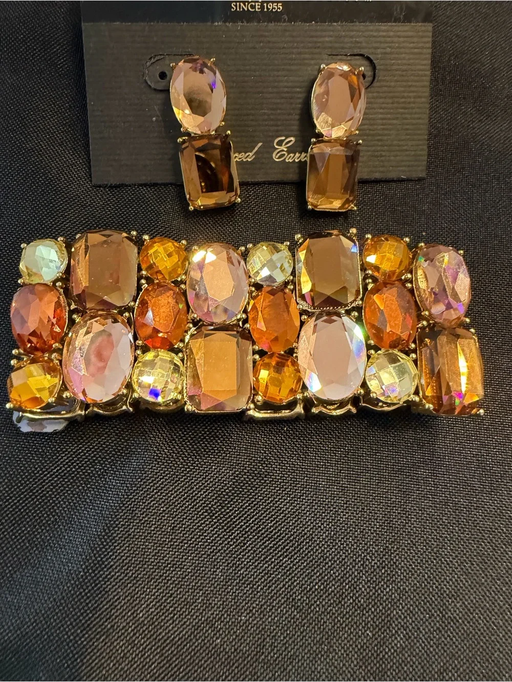 Park Lane Amber Crystal Statement Bracelet & Earrings Set Retired